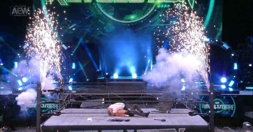 Jon Moxley addresses crowd at Revolution