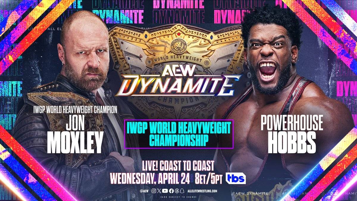 Jon Moxley faces Powerhouse Hobbs for IWGP Title at AEW Dynamite in Jacksonville on 4/24